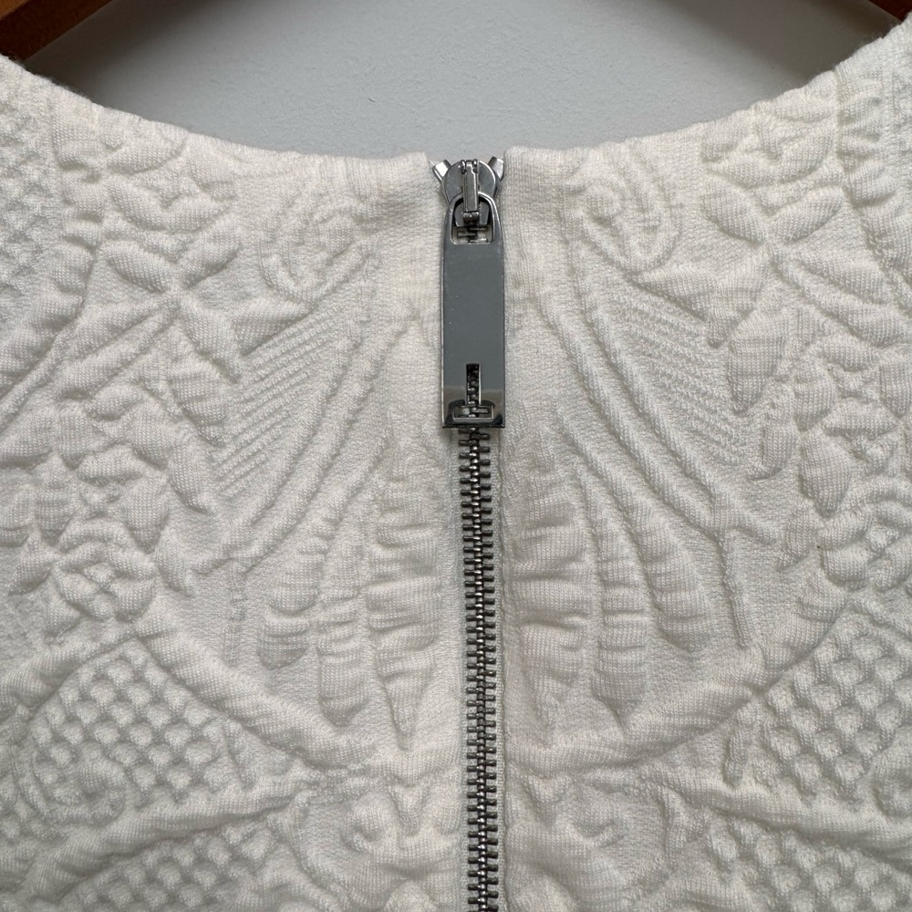 Ted Baker White Cream Jacquard Textured Midi Dress Size 4 (US 10) V-Neck - Picture 5 of 8
